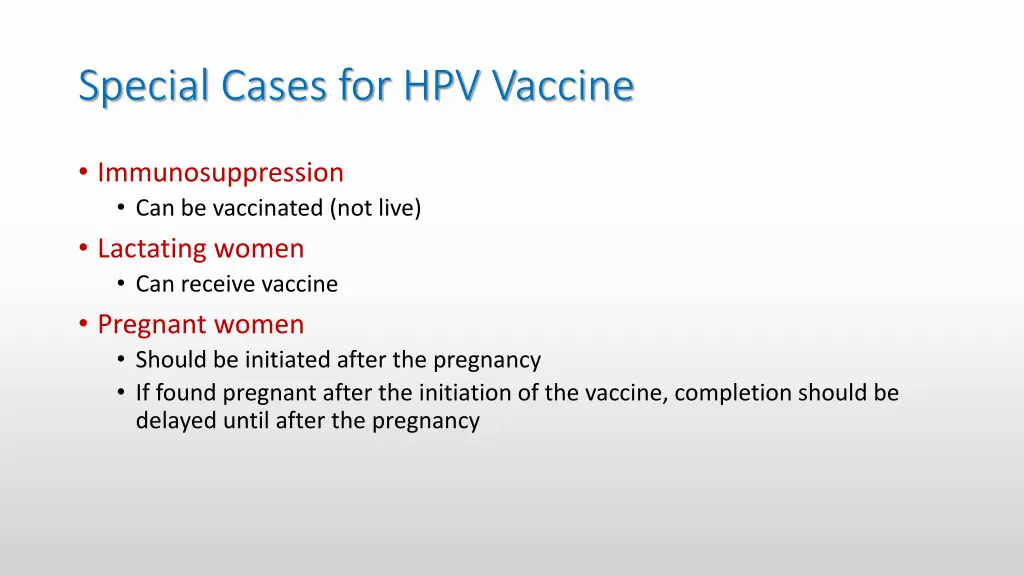 special cases for hpv vaccine