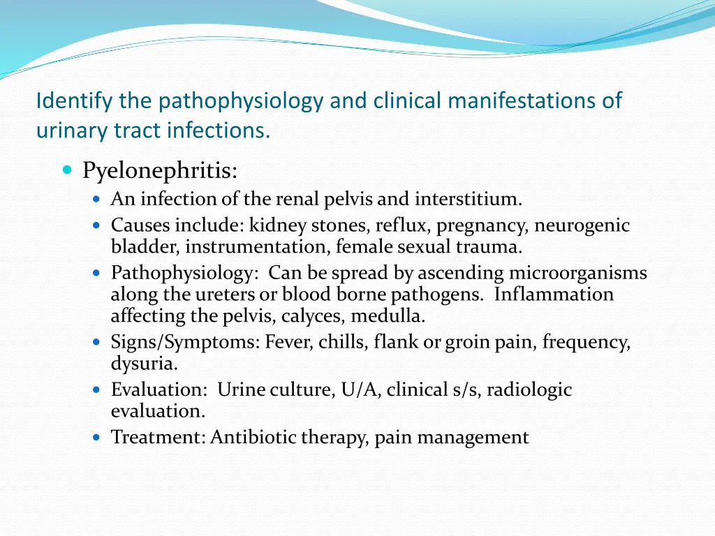 identify the pathophysiology and clinical 1