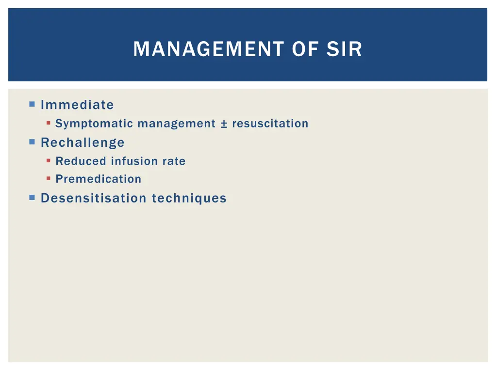 management of sir