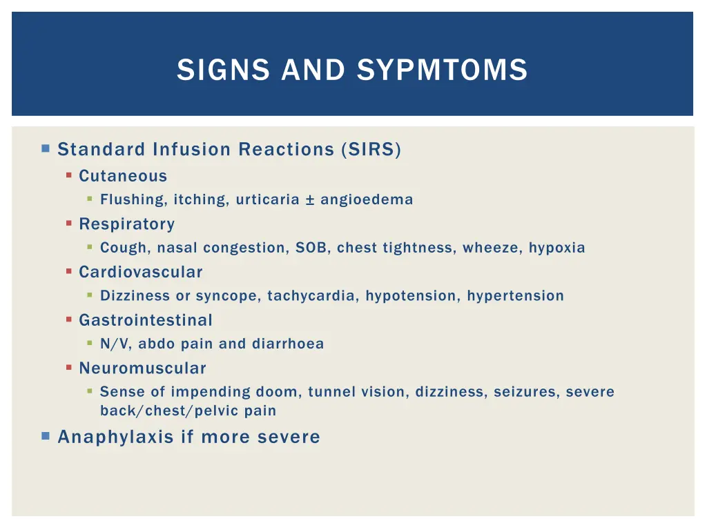 signs and sypmtoms