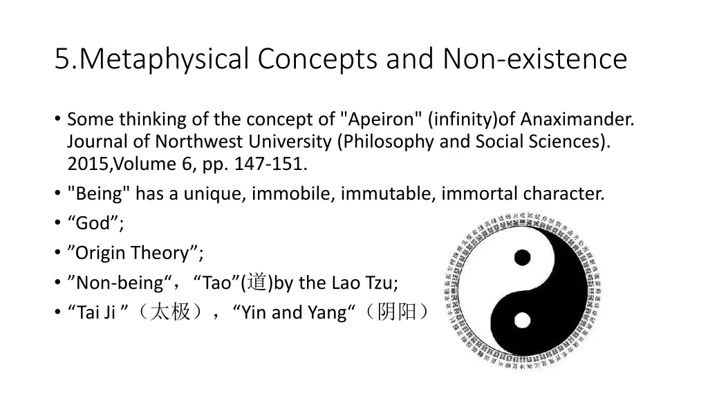5 metaphysical concepts and non existence