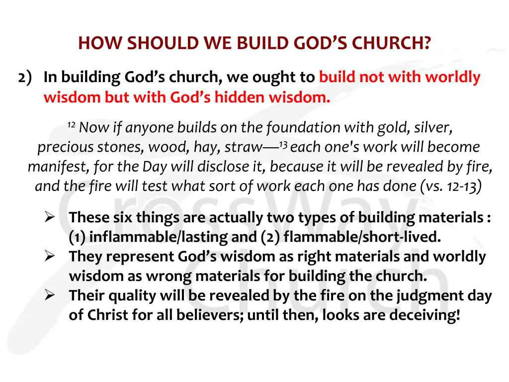 how should we build god s church 1