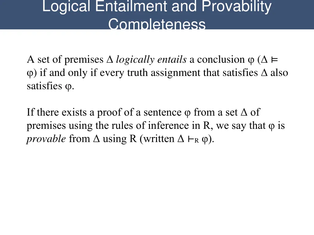 logical entailment and provability completeness