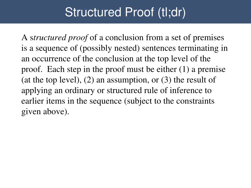 structured proof tl dr