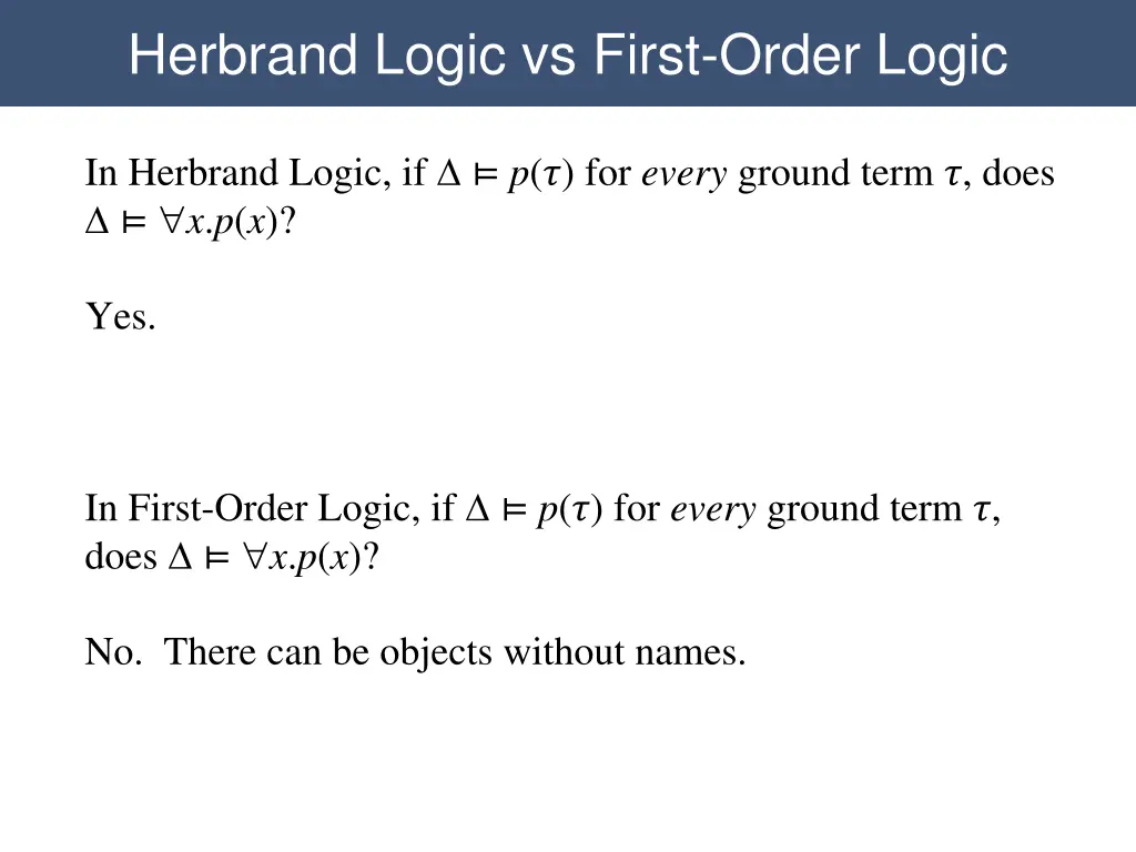 herbrand logic vs first order logic 1