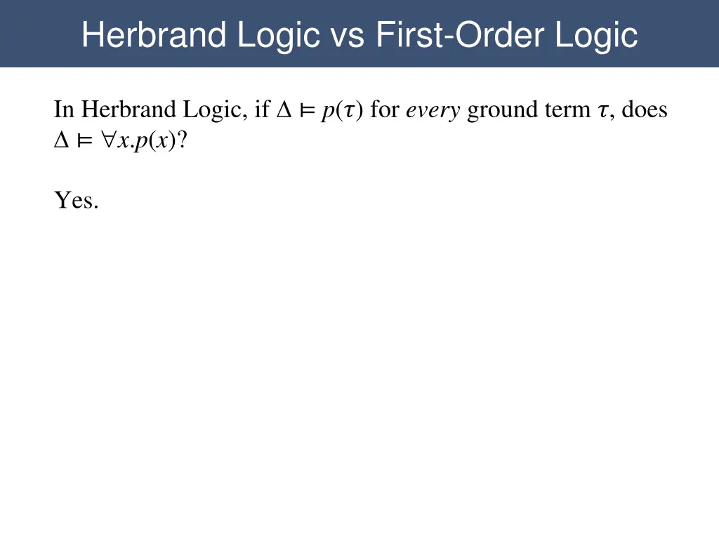 herbrand logic vs first order logic