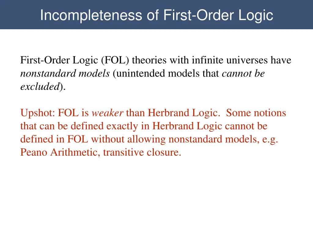 incompleteness of first order logic