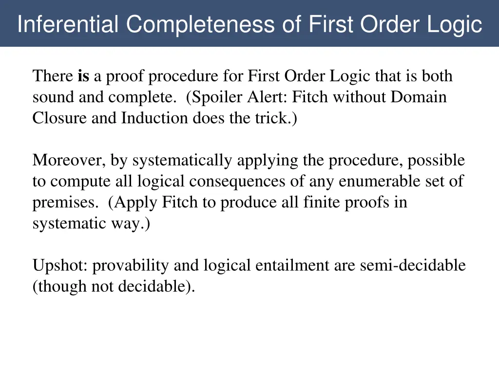 inferential completeness of first order logic