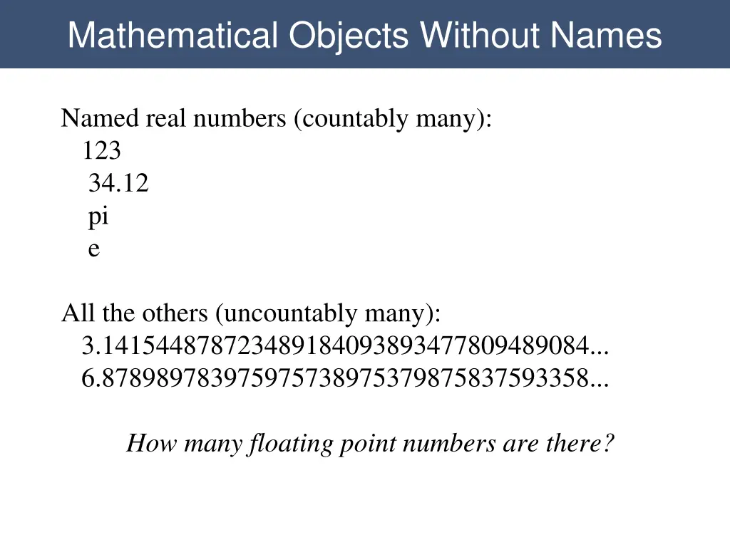 mathematical objects without names