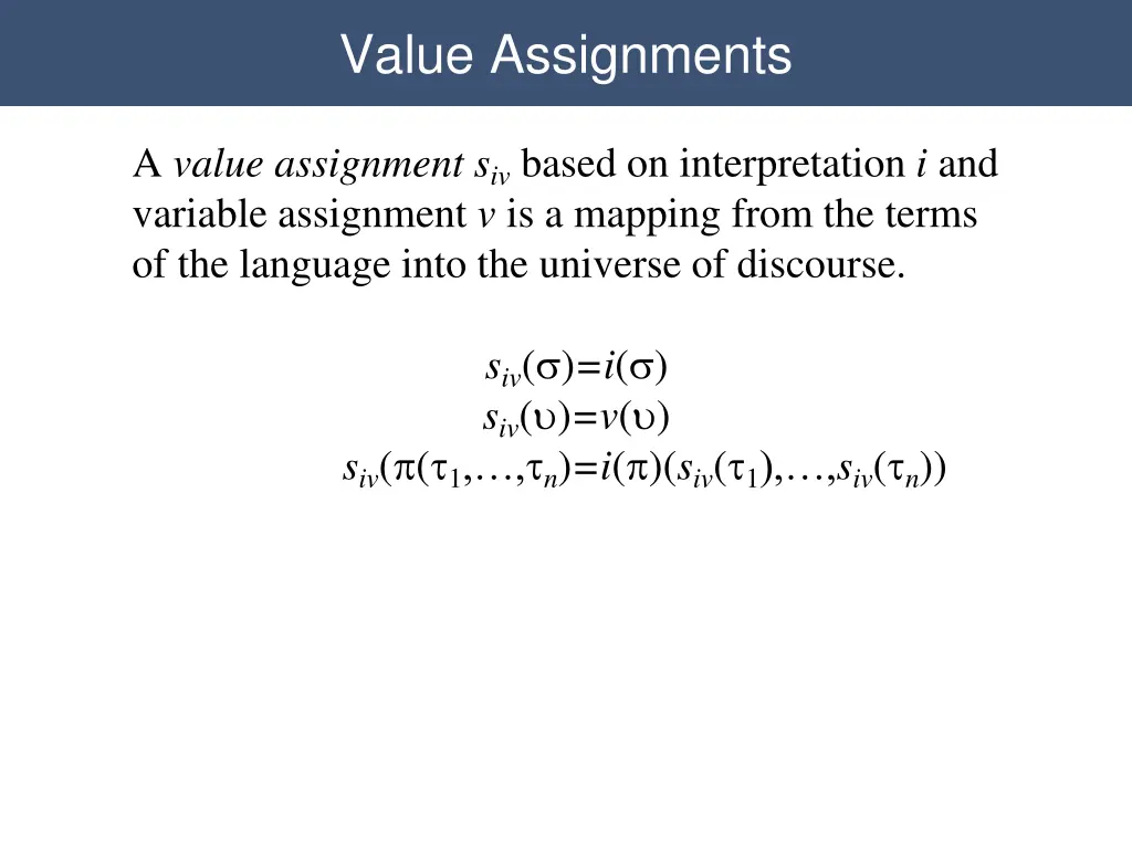 value assignments