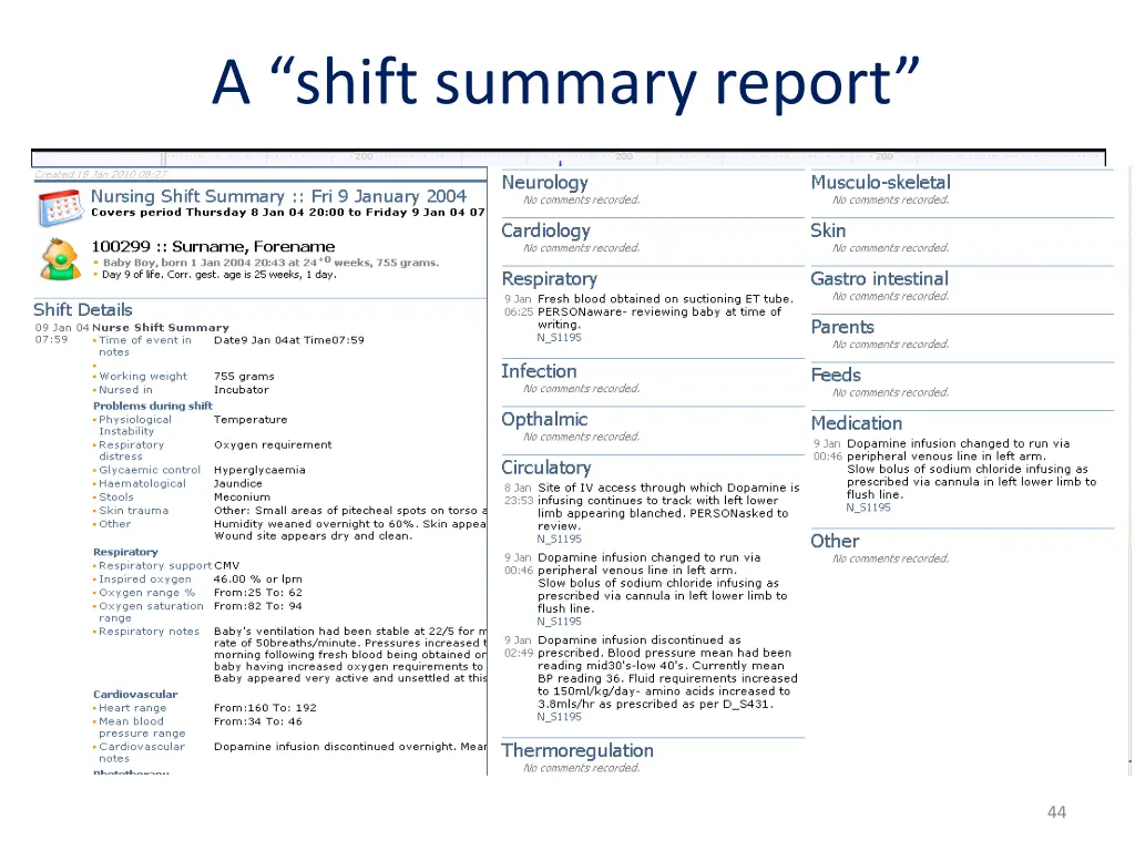 a shift summary report