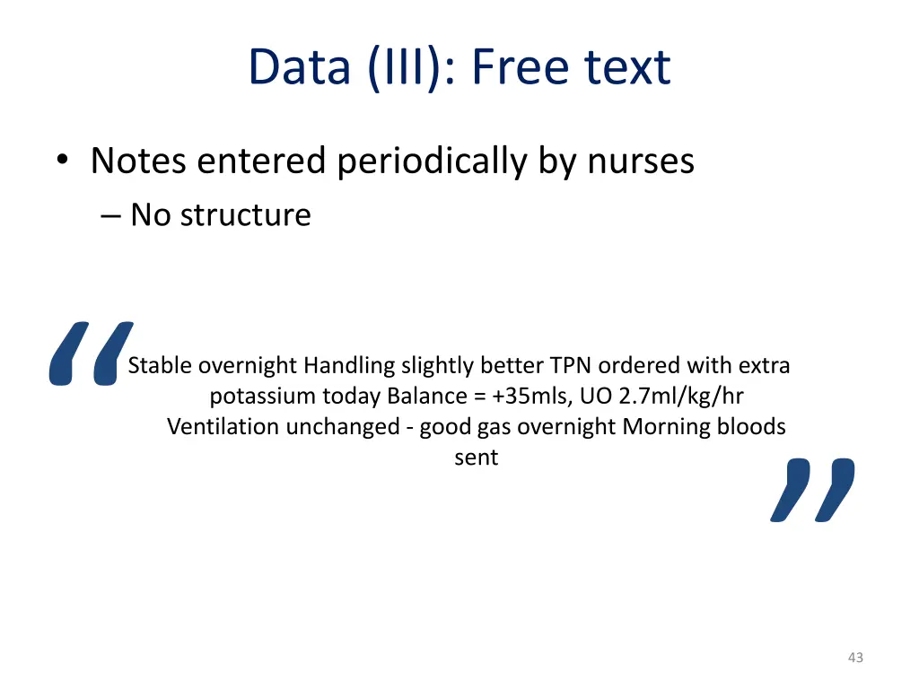 data iii free text