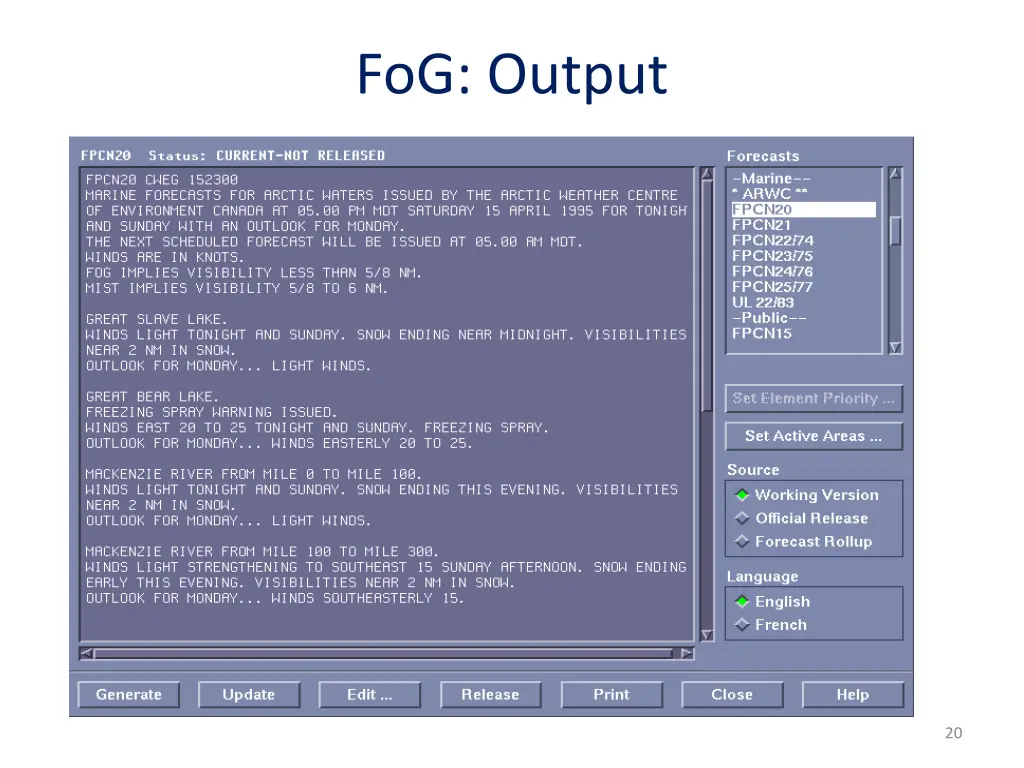 fog output