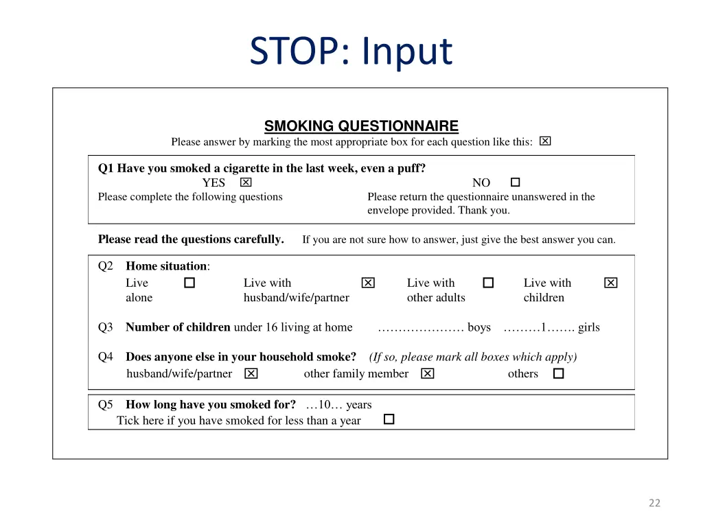 stop input