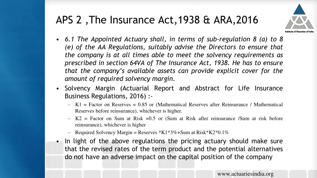 aps 2 the insurance act 1938 ara 2016