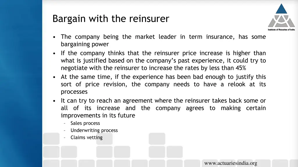 bargain with the reinsurer