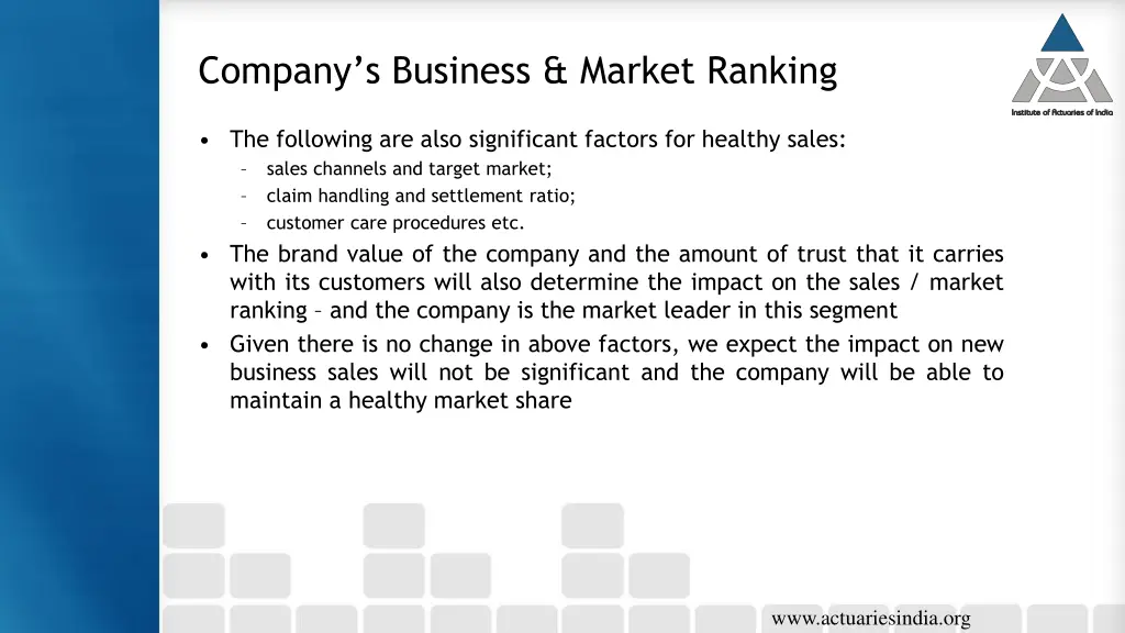 company s business market ranking 1
