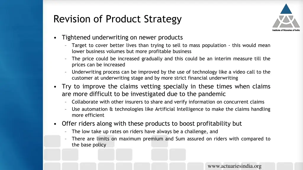 revision of product strategy
