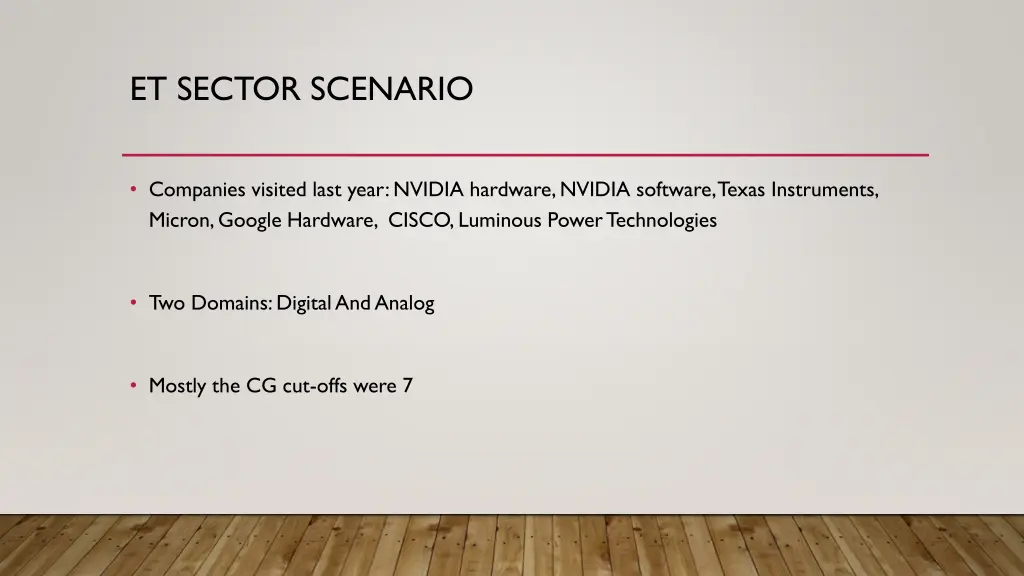et sector scenario