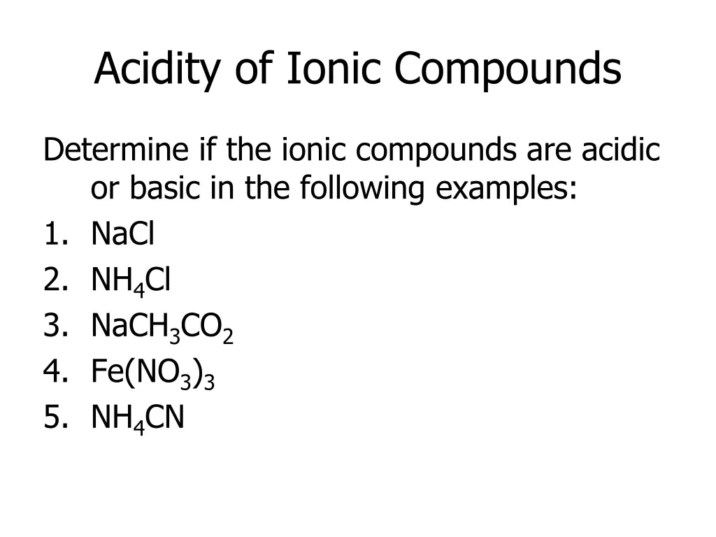 acidity of ionic compounds