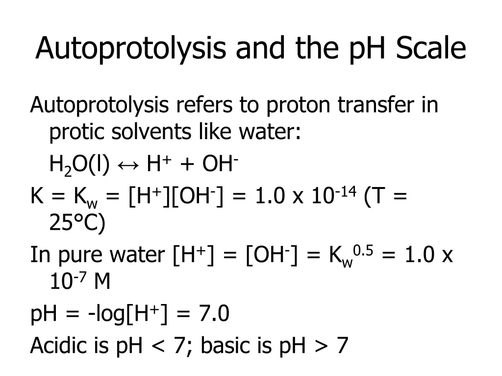 autoprotolysis and the ph scale