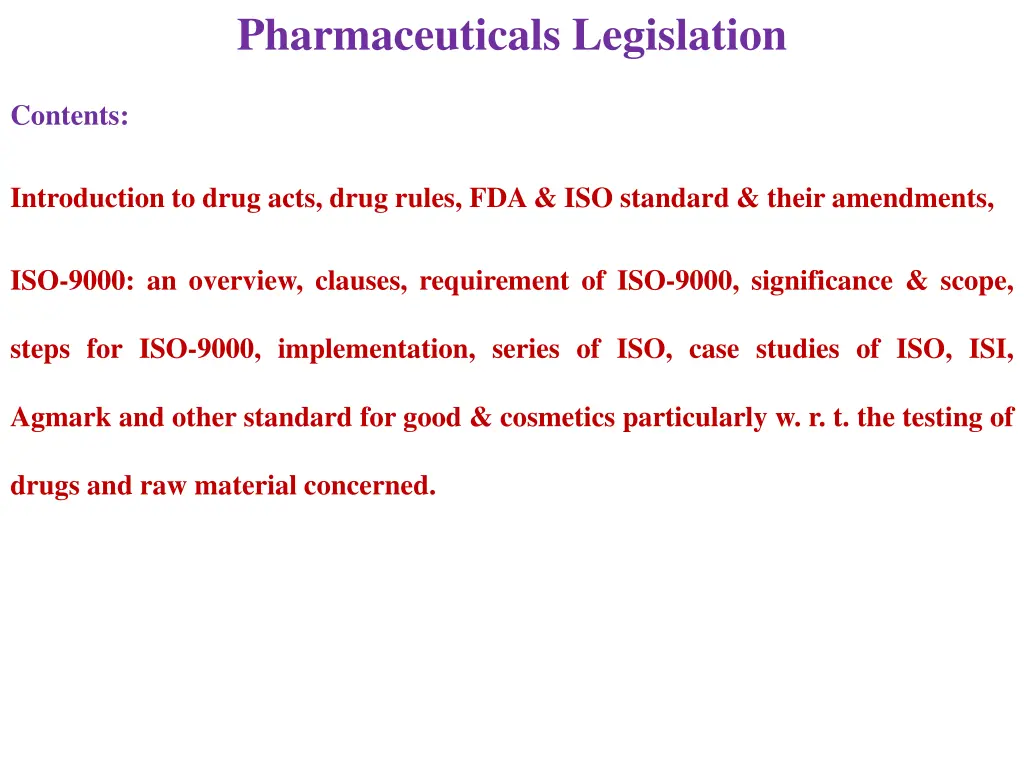 pharmaceuticals legislation