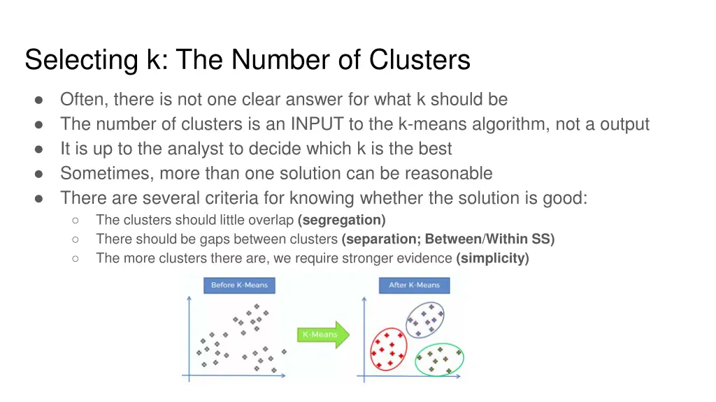 selecting k the number of clusters