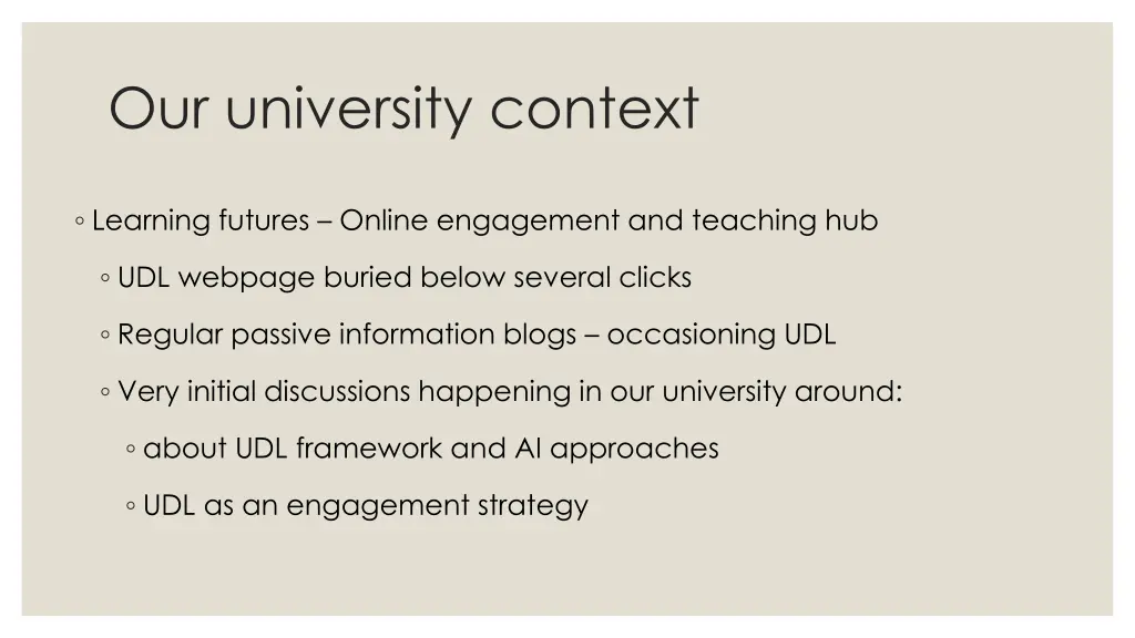 our university context