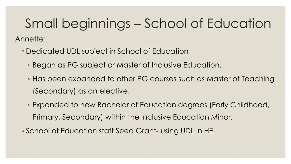 small beginnings school of education annette