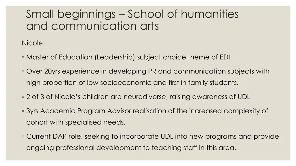 small beginnings school of humanities