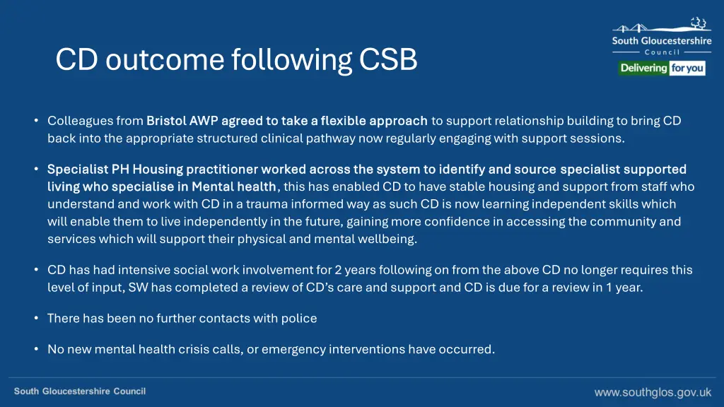 cd outcome following csb