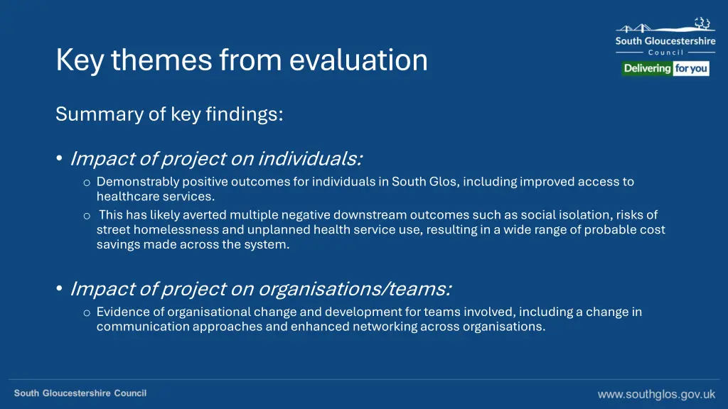 key themes from evaluation 1