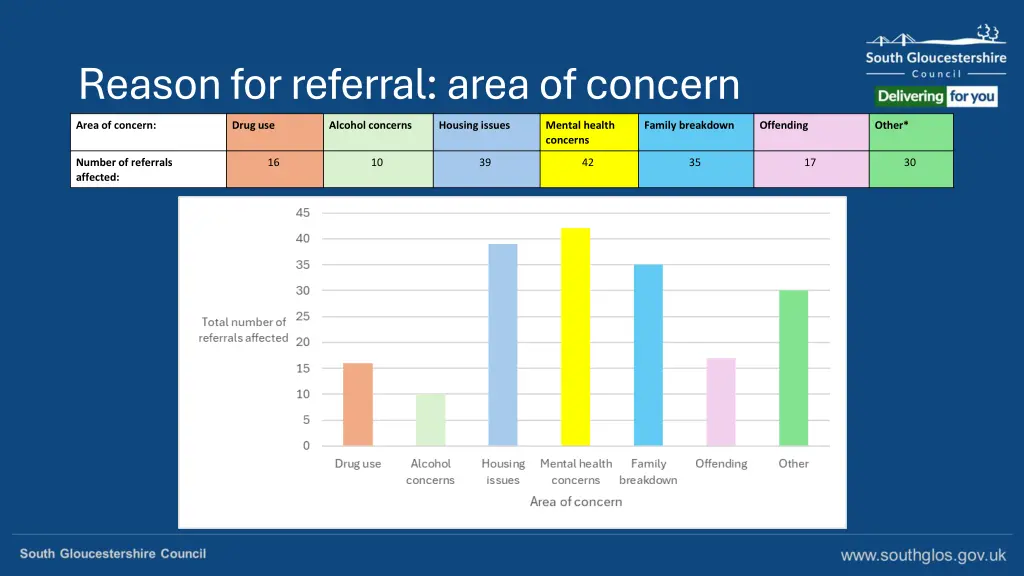 reason for referral area of concern
