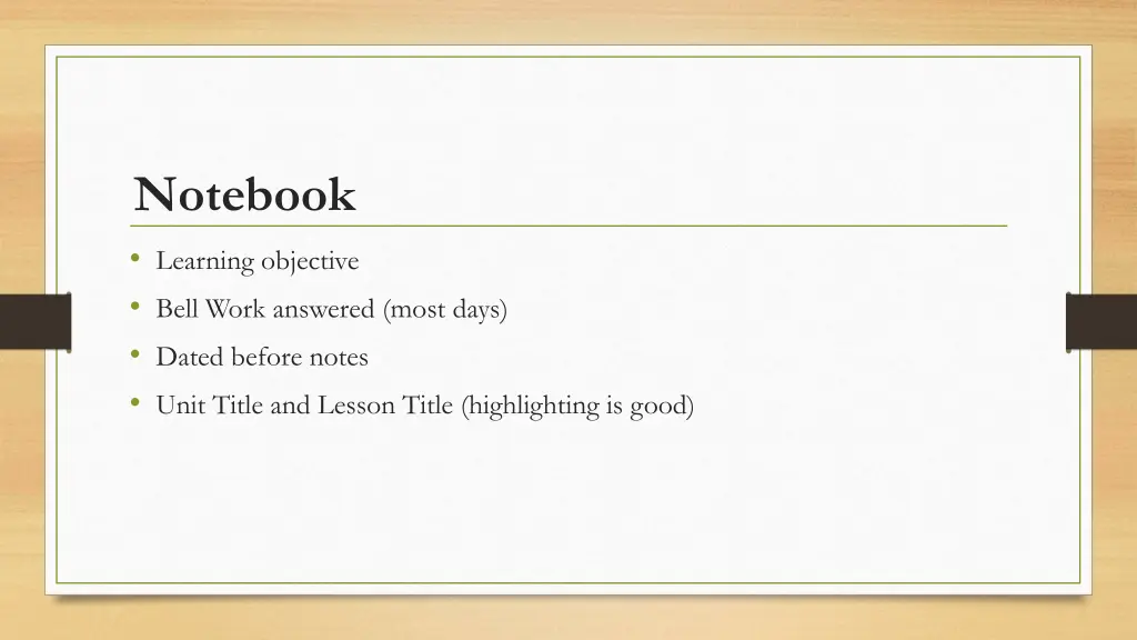 notebook learning objective bell work answered