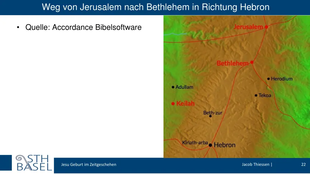 weg von jerusalem nach bethlehem in richtung