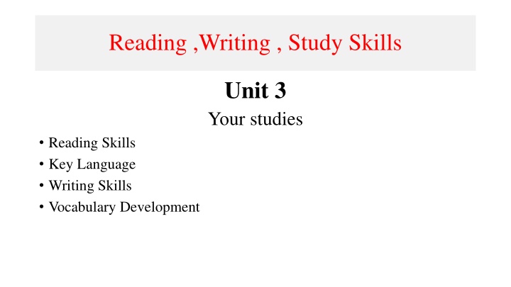 reading writing study skills