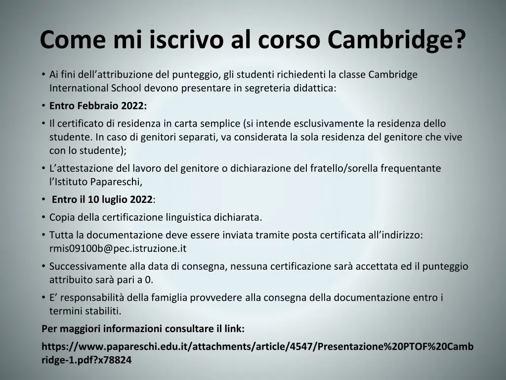 come mi iscrivo al corso cambridge