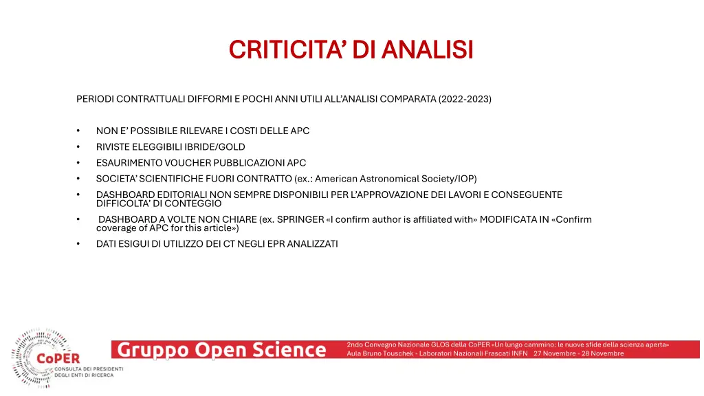 criticita di analisi criticita di analisi