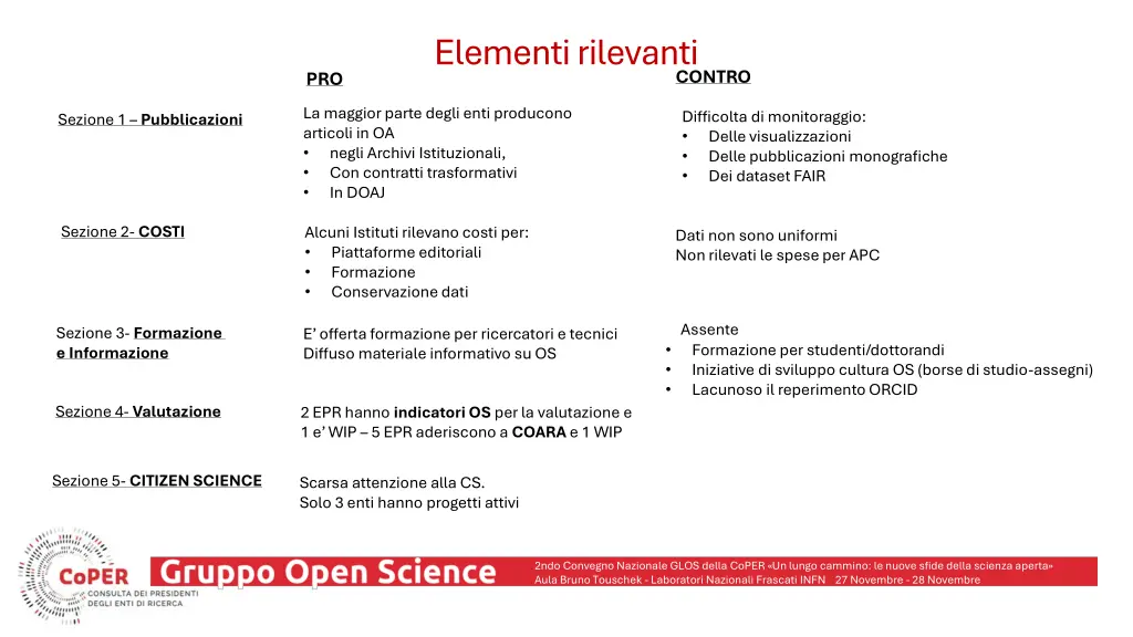elementi rilevanti