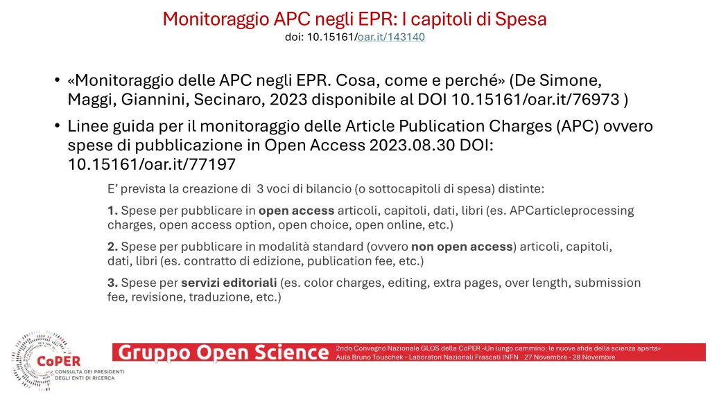 monitoraggio apc negli epr i capitoli di spesa