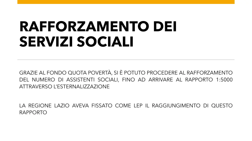 rafforzamento dei servizi sociali