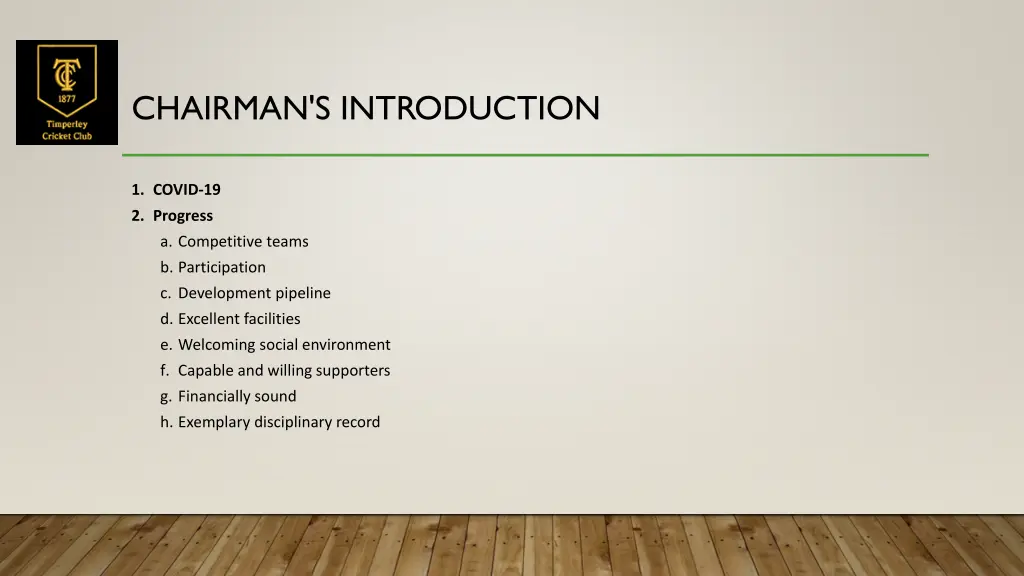 chairman s introduction
