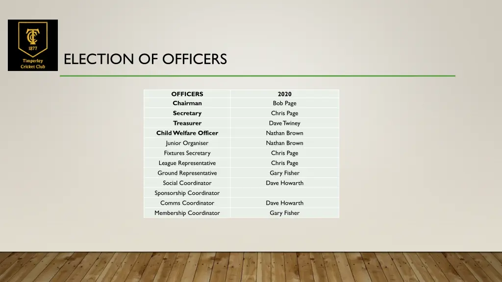 election of officers