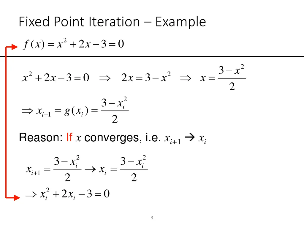 fixed point iteration example x x x f