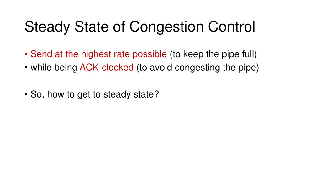 steady state of congestion control