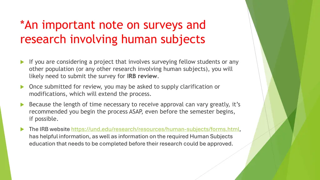 an important note on surveys and research