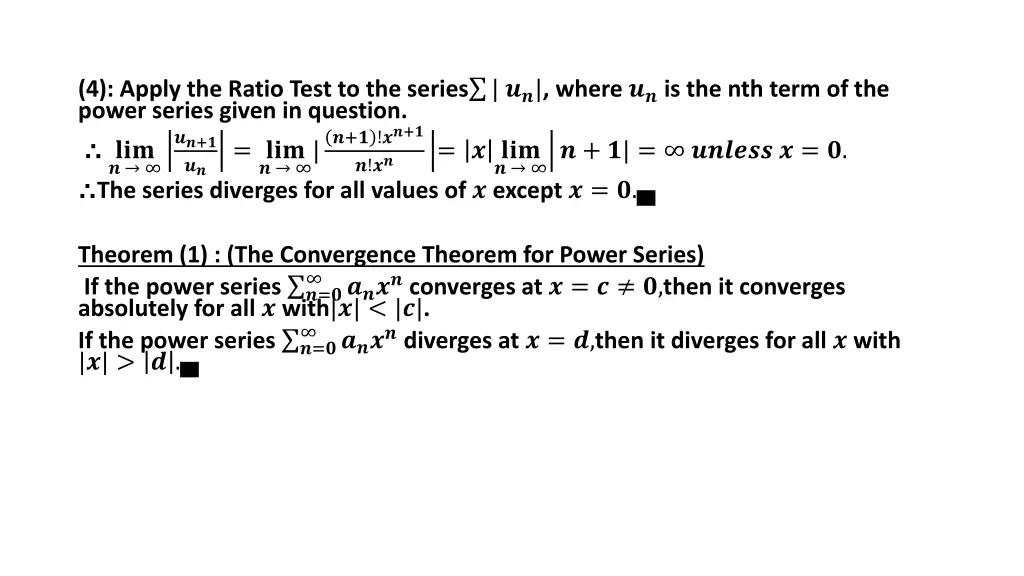 4 apply the ratio test to the series where