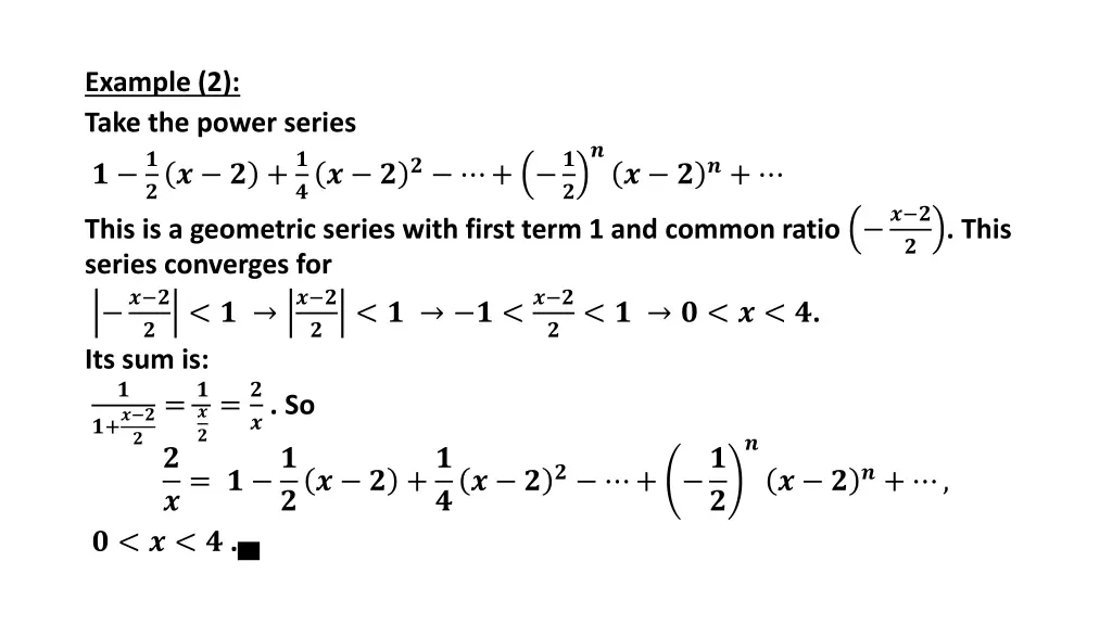 example 2 take the power series this