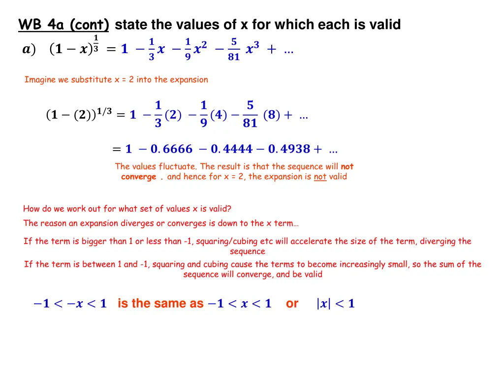 wb 4a cont state the values of x for which each
