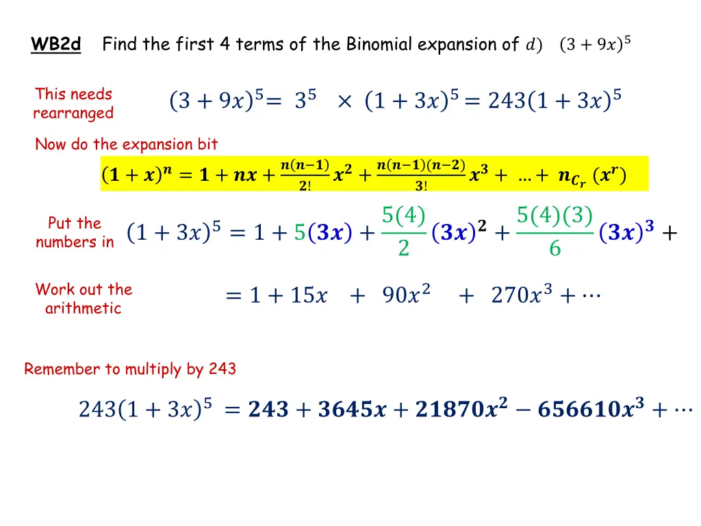wb2d find the first 4 terms of the binomial